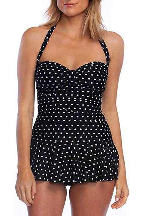 Ladies' Swim Dress (XXL, Black Dot)