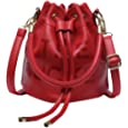 Small Bucket Bag for Women, Leather Bucket Bag Purses, Crossbody/Handbag/Hobo Bag(7.9 * 7.9 * 8.3in) (Red)