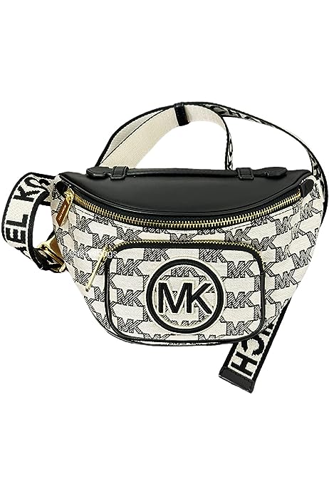 Erin XS Waist Bag FannyPack Crossbody MK Logo Jacquard (Black)
