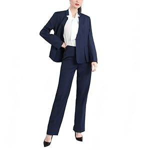 womens suit casual fit standard fit long sleeve blazer jacket trouser 2 piece set