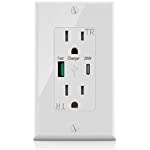 USB Outlet 20W PD 3.0 QC 3.0, outlet with USB Type C, Power Delivery &amp; Quick Charge, 15 Amp TR Receptacle, Smart Chip High Speed Charging for iPhone 13 Pro Max, 12, iPad, Samsung, Google 1-PACK