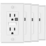 4Pack SOZULAMP Night Light Wall Outlet-Touch Control,Automatic On/Off LED NightLight,GuideLight for Decora Duplex Receptacle-15 Amp,125 Volt,Illuminated Electrical White Outlet with Wall Plate