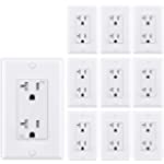 WEBANG 20-Amp 125V Decorator Wall Outlet, Tamper-Resistant Duplex Receptacle for Residential &amp; Commercial Use, Wall Plate Included, 2-Pole, 3-Wire Self-grounding, UL Listed, 10 Pack White