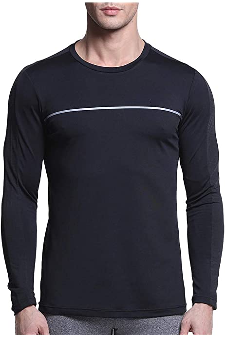 Men's Long Sleeve Shirt Performance Athletic Workout Moisture Wicking Sun Protection T-Shirts