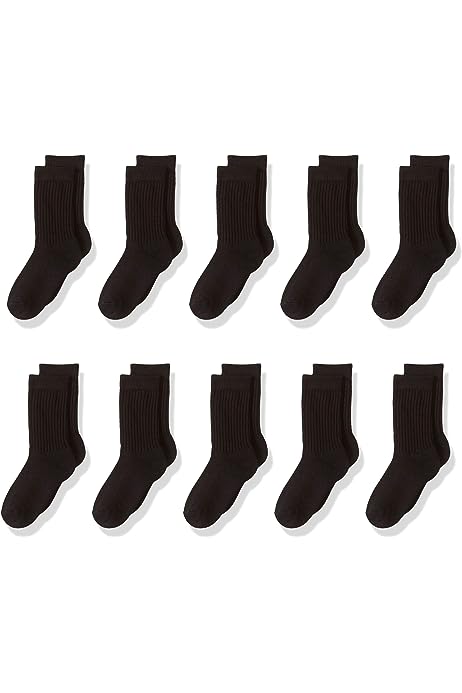 Unisex Kids and Toddlers' Cotton Crew Sock, 10 Pairs