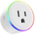 Alexa Smart Plugs, WiFi Smart Outlet with LED Night Light, Alexa Echo Wireless Smart Socket That Compatible with Alexa and Google Assistant, Remote Control, Timer Function, Multi-Color, ETL Certified