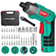 Cordless Screwdriver 6 N.m, HYCHIKA 4V 2.0Ah Electric Screwdriver Rechargeable Screw Gun &amp; Bit Set, Front LED and Rear Flashlight, Ratchet Wrench, DC Charging with USB Cable, 36pcs Accessories