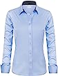 siliteelon Womens Classic-Fit Dress Shirts Long Sleeve Button Down Wrinkle-Free Stretch Solid Casual Work Office Blouse Top