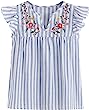 Floerns Women's Floral Embroidered V Neck Ruffle Cap Sleeve Peplum Blouse Top