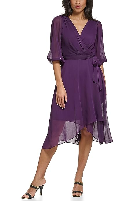 Women's Pleated Faux Wrap Dress