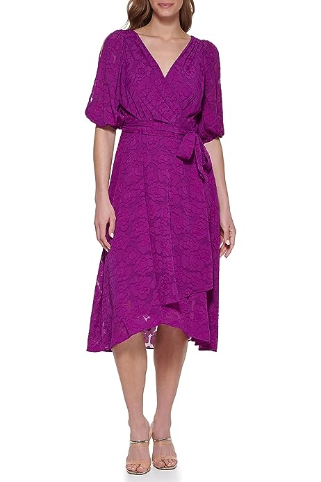 Women's Asymmetrical Hem Faux Wrap Dress