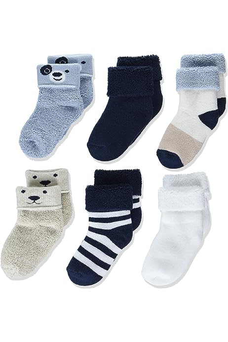 Unisex Babies' Cozy Cotton Turn Cuff Socks, 6 Pairs