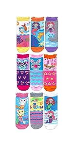 Jefferies Socks Girls Fashion Novelty Colorful Pattern Crew Socks 9 Pair Pack