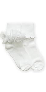 Jefferies Socks Girls'' Ruffle and Ripple Edge Turn Cuff Socks 2 Pack