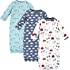 Hudson Baby Unisex Baby Quilted Cotton Gowns 3pk, Boy Farm Animals, 0-6 Months