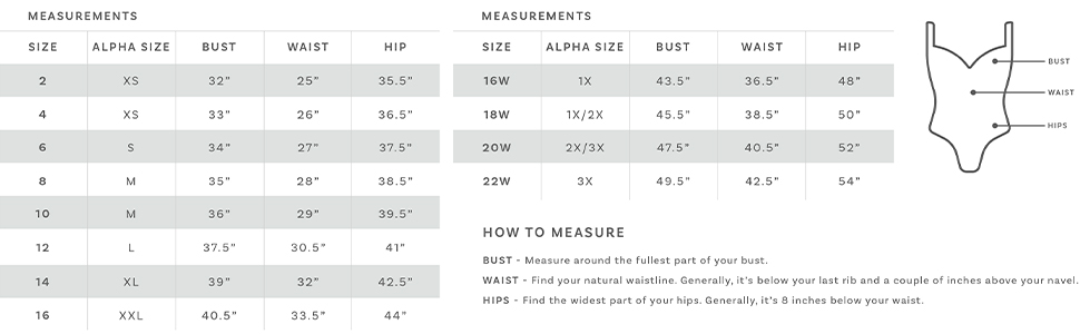La Blanca Measurement Guide & Size Chart
