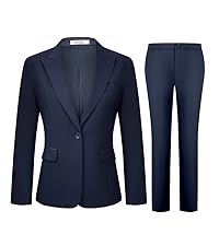 Women''s 2 Piece Business Office Suit Peaked Lapel Slim Fit One Button Blazer Jacket and Pants Set