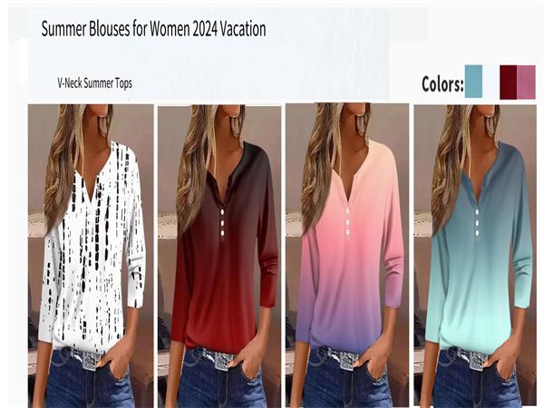 Womens Spring Outfits Button Down V-Neck T Shirt