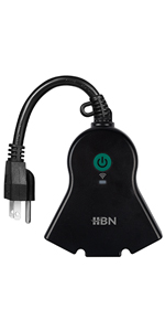 HBN Smart WiFi Heavy Duty Outdoor Outlet with Three Grounded Outlets 