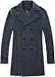 AOWOFS Men's Double Breasted Overcoat Pea Coat Classic Wool Blend Winter Coat
