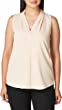 Calvin Klein Women's Sleeveless Blouse with Inverted Pleat (Standard and Plus)