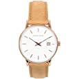 Ethan Eliot Classic Minimalist Women&#39;s Watch, Savannah 36mm Rose Gold Watch for Women with Date, Stainless Steel Rose Gold Case, White Face &amp; Beige Leather Band, 5ATM Watch (EE36-RW12BG)