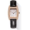 Keep in Touch Women&#39;s Quartz Analog Diamond Croco-Grain Strap Ladies Watch (Rose Gold Black Leather Strap)