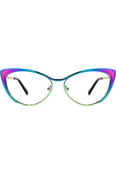 Oversized Cat Eye Blue Light Blocking Glasses for Women Metal Eyewear Ellen VFM0176