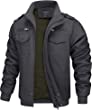 TACVASEN Men's Cotton Jacket Full Zip Lightweight Military Cargo Jacket Outwear Coat