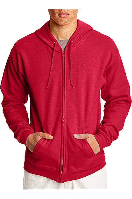 Men's Hoodie, EcoSmart Fleece Zip-Front Hooded Sweatshirt, Cotton-Blend Fleece Hooded Sweatshirt, Mid-Weight Zip-Up