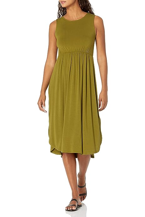 Women's Jersey Sleeveless Gathered Midi Dress (Previously Daily Ritual)