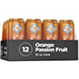 Sparkling Ice +Caffeine Orange Passion Fruit Sparkling Water, with Antioxidants and Vitamins, Zero Sugar, 16 fl oz Cans (Pack of 12)