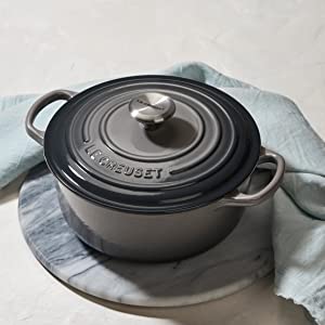 Le Creuset Dutch Oven shown in Oyster