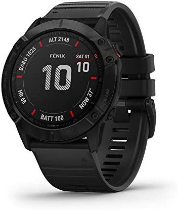 Garmin Fenix 6X Pro, Premium Multisport GPS Watch, Features Mapping, Music, Grade-Adjusted Pace Guidance and Pulse Ox Sensors, Black