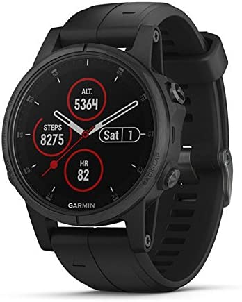 Garmin fenix 5s Plus, Smaller-Sized Multisport GPS Smartwatch, Features Color Topo Maps, Heart Rate Monitoring, Music and Contactless Payment, Black