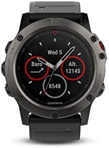 Garmin fēnix 5X, Premium and Rugged Multisport GPS Smartwatch, features Topo U.S. Mapping, Slate Gray, (Renewed)