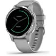 Garmin vivoactive 4S, Smaller-Sized GPS Smartwatch, Features Music, Body Energy Monitoring, Animated Workouts, Pulse Ox Sensors and More, Silver with Gray Band (Renewed)