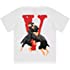 yuepang Fighting Dog Big V Print Oversize Hip Hop R.I.P Rapper Tshirt Print Men's and Women's T-Shirt