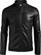 COOFANDY Men's Stand Collar Leather Jacket Motorcycle Casual Slim Fit Faux Leather Jacket Lightweight Zip Up Biker Coat