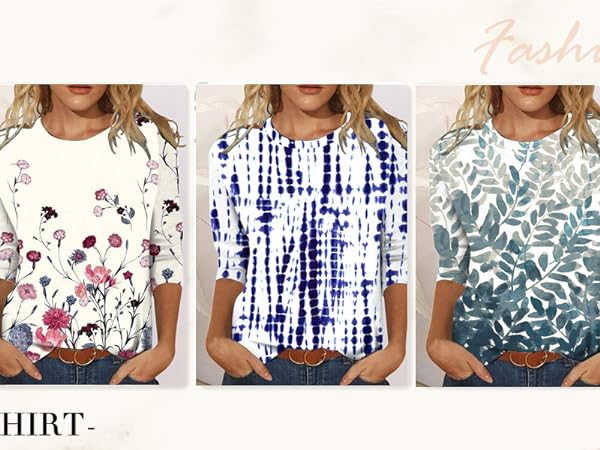 3/4 length sleeve womens tops