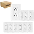 Outlet Socket, Decora Duplex Receptacle, 15 Amp, 125 Volt, Tamper Resistant, Grounding UL Listed White Micmi (15A Outlet with wallplates 10pack)