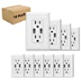 USB Outlet, 3.1A USB High Speed Wall Charger, Electrical Outlet with USB, 15A TR Receptacle Wall Plate, for iPhone Pro Max, Samsung Galaxy, White MICMI, 10pack