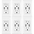 USB Outlet, Wall Dual High Speed Duplex Receptacle Charger 15 Amp, Smart 4.8A Fast Charging Capability, Tamper Resistant Outlet Wall plate Included UL Listed White MICMI C48 (4.8A USB outlet 6pack)