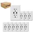 Micmi USB Charger Wall Outlet Dual High Speed Duplex Receptacle 15-Amp, Smart 3.1A Quick Charging Capability, Tamper Resistant Outlet Wall Plate Included C10, White 10pack
