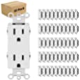 Micmi Outlet Socket, Decora Duplex Receptacle, 15 Amp, 125 Volt, Tamper Resistant, Grounding UL Listed White 50pack (15A)