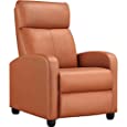 Yaheetech Recliner Chair PU Leather Recliner Sofa Home Theater Seating with Lumbar Support Overstuffed High-Density Sponge Push Tan Recliners