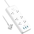 Anker Surge Protector Power Strip, 6 Outlet &amp; 3 PowerIQ USB Charging Ports USB Power Strip, PowerPort Strip 6 with 6.6 Foot Long Extension Cord, Flat Plug, for Home, Office, and More (1280 Joule)