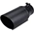 LCGP Exhaust Tip 3.5" Inlet 5" Outlet 12" Long, Bolt On Design, Stainless Steel, Black Powder Coated, Rolled Angle Cut, Tailp