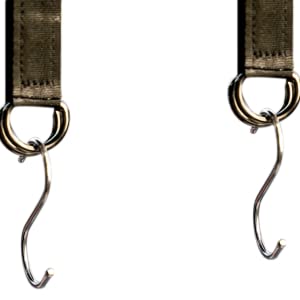 Close-up view of straps and hooks