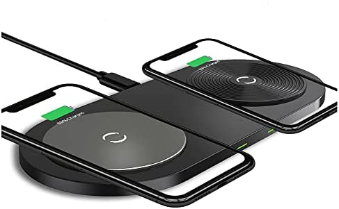 Cecomo 15W Dual Wireless Charging Pad, Compatible with Devices iPhone 14 Pro/Pro Max, iPhone 13 Pro/Pro Max/Mini, 12, 11, 11 Pro, 11 Pro Max, AirPods, Galaxy S22, S21, S20, S10 Note 10, 9